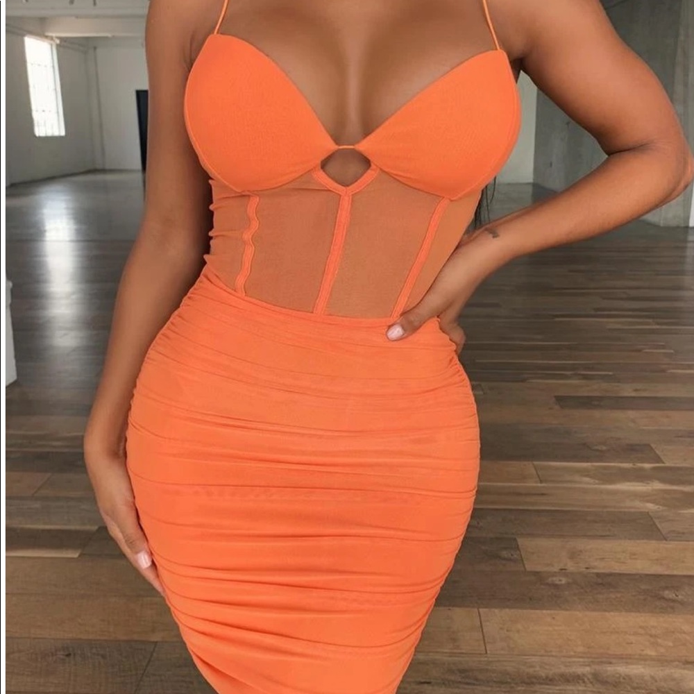 Orange mesh dress